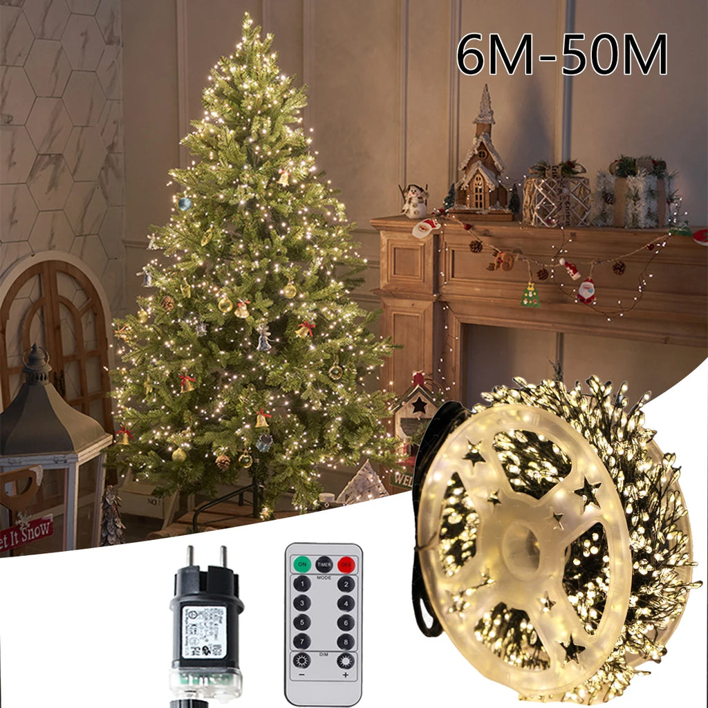 6M-75M LED Cluster Firecracker String Lights Christmas Fairy Lights Garland For Garden Party Wedding Christmas Tree Decor Lamp