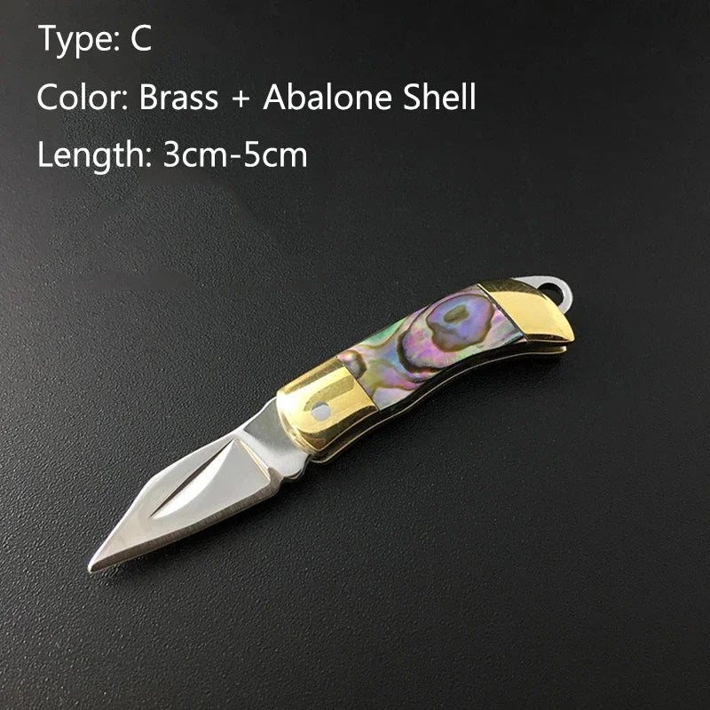 EDC MIni Beautiful Shell Keychian Folding Knif e Mini Blade Necklace Pocket Wallet Keychain Knives Survival Tool Cutter Peeler