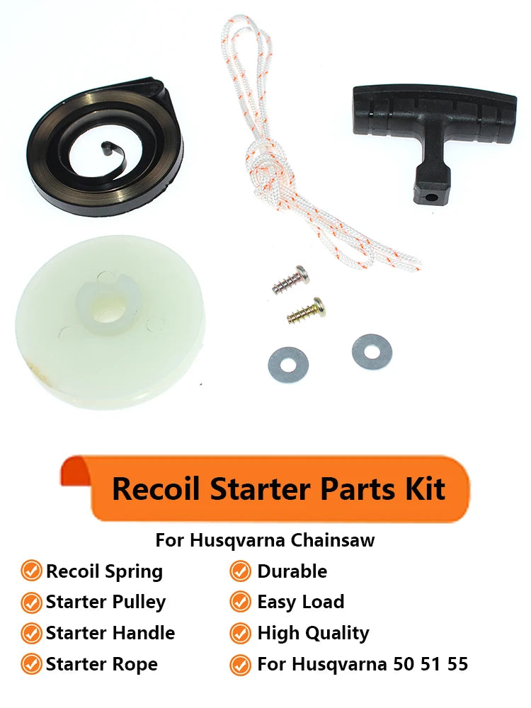 Recoil Spring Starter Hand Rope Pulley For Husqvarna 50 50 Rancher 51 55 55 Rancher Chainsaw 503151801 503608803 501761001