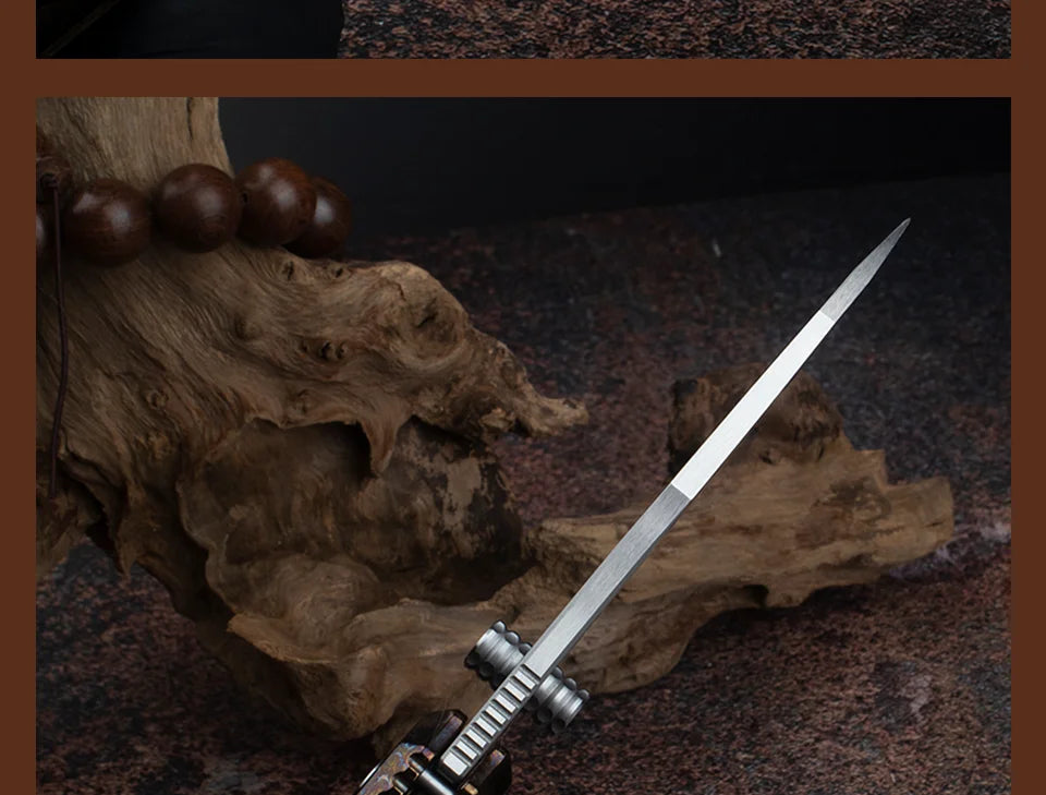 Blue Flame Titanium Handle Folding Knife with VG10 Blade, Titanium EDC Pocket Knife, Outdoor Camping Hunting Survival Tool Anti