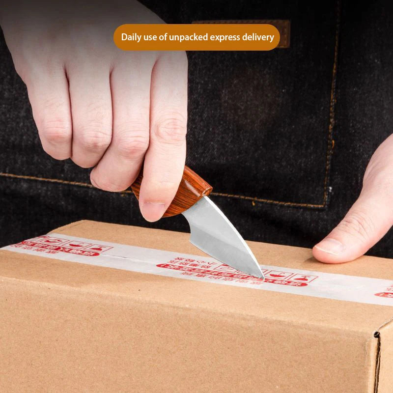 1PC Portable Multipurpose Sharp Fruit Knife EDC Woodgrain Box Pocket Knife Outdoor Mini Knife