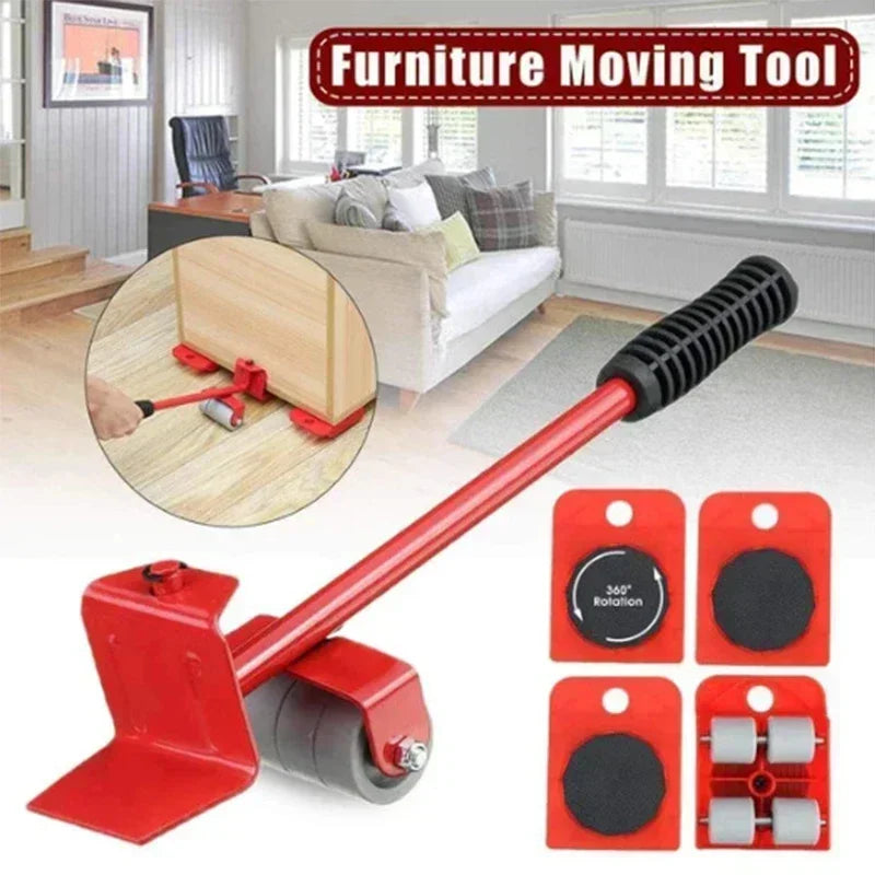 Furniture Mover Tool Set Heavy Stuffs Mover Roller with Wheel Bar Moving Device Lifting Helper Furniture Moving Transport Tools