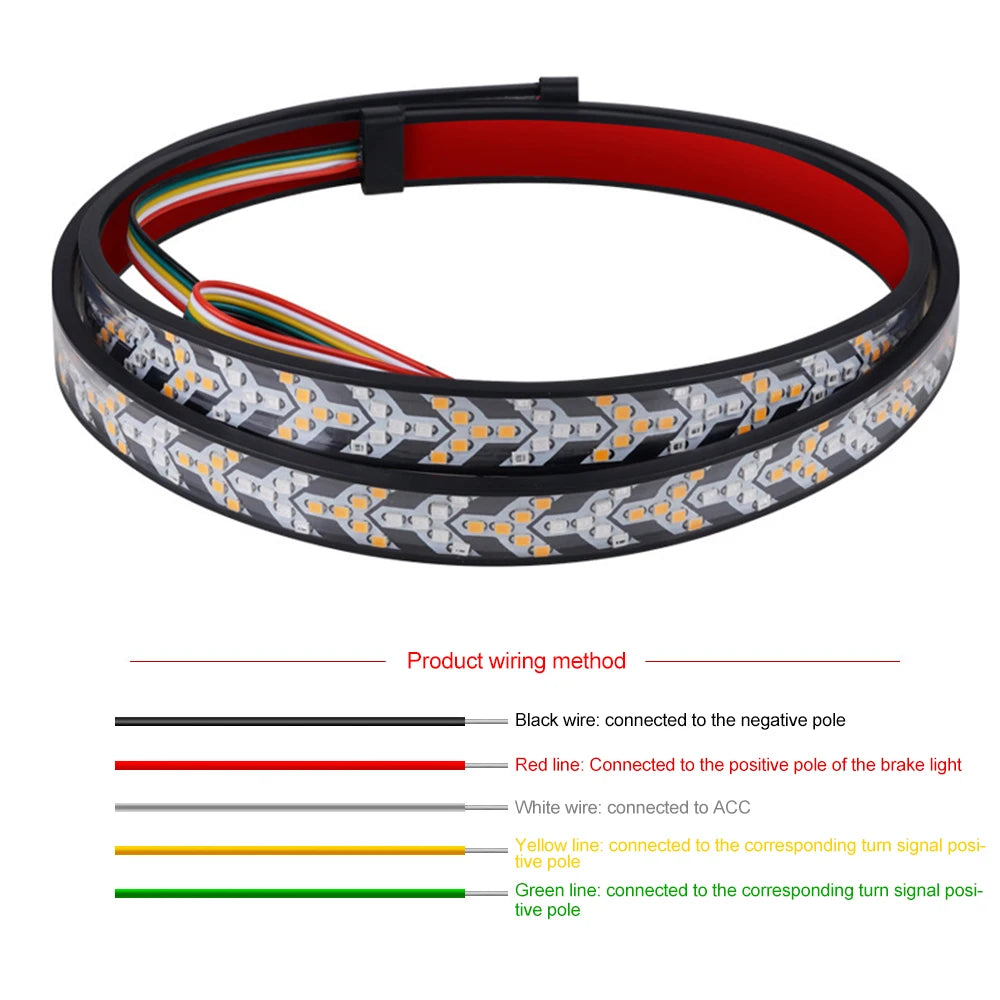 Car Truck LED Tailgate light Strip Turn Signal Lamp Flowing Dynamic Warning Brake Reverse Tail light Bar For Pickup Jeep 12-24V