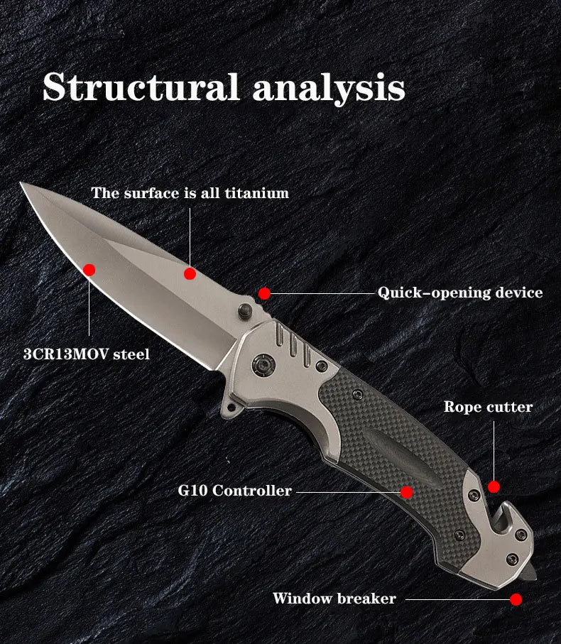 Outdoor multipurpose tactical survival knife camping folding knife stainless steel portable pocket defense pocket knife