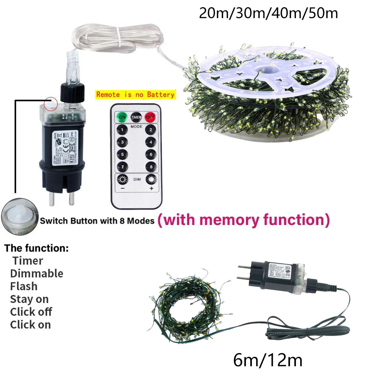 6M-75M LED Cluster Firecracker String Lights Christmas Fairy Lights Garland For Garden Party Wedding Christmas Tree Decor Lamp