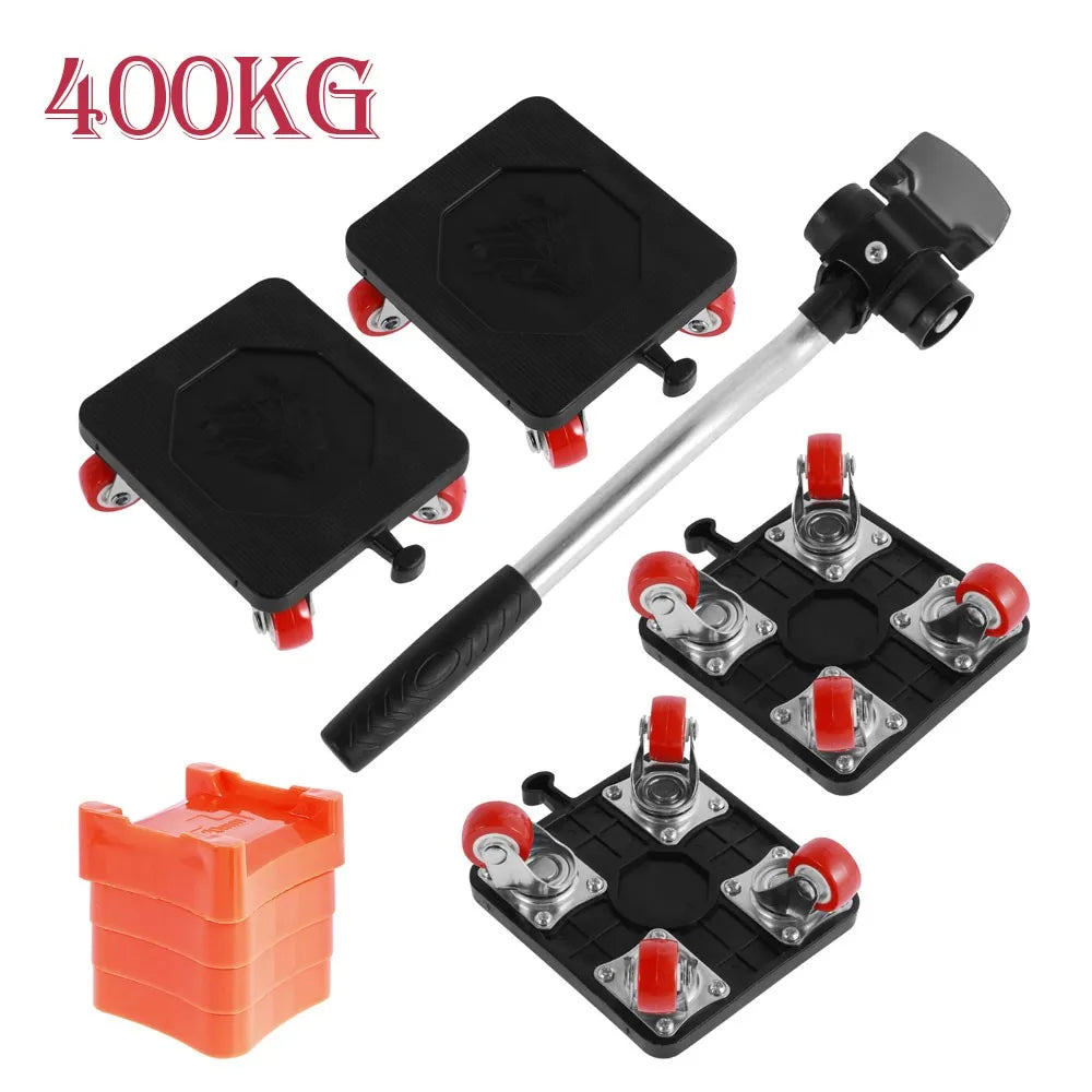 400KG Heavy Duty Furniture Mover Tool Set with Slides, Wheels, Roller Bar