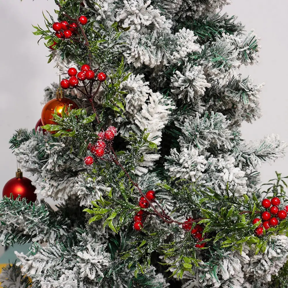 Gift Xmas Tree Ornament Leaves Branches Christmas Decorative Garland Pine Cones Vine Artificial Red Berries Hanging Wreath
