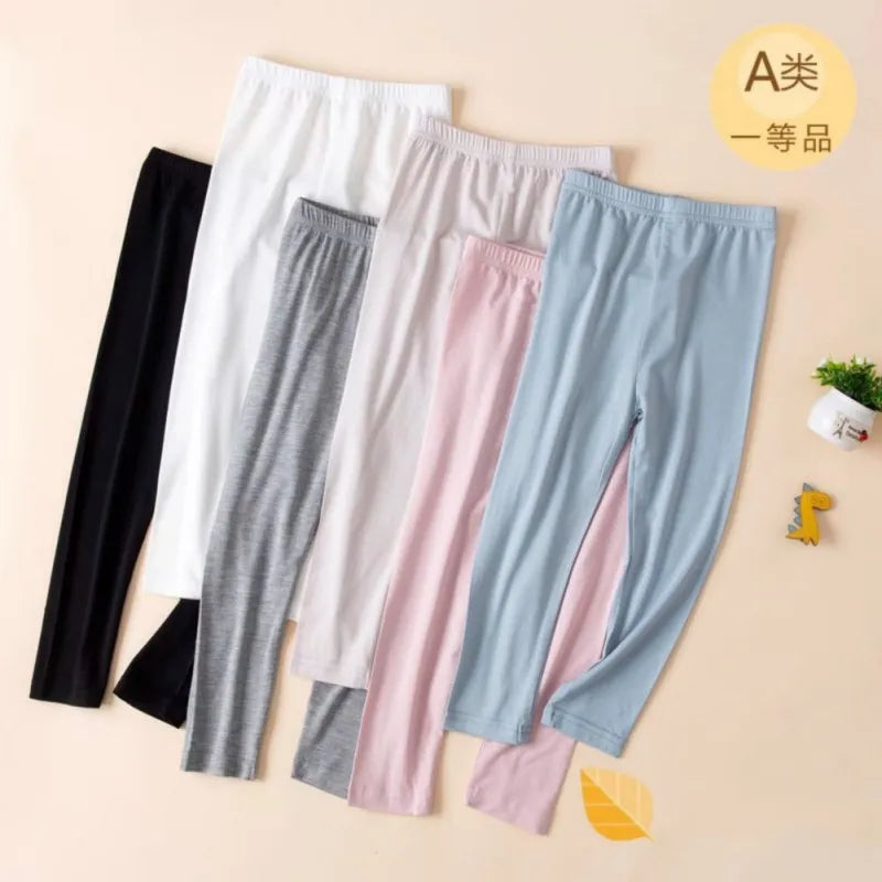 Girl Leggings Spring Autumn Solid Color Teenager Kids Sports Pants Elastic Soft Children Trousers Fashion Toddler Casual Trouser