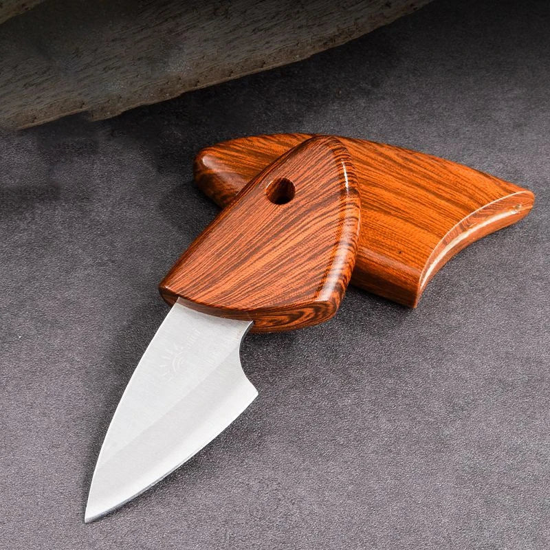 1PC Portable Multipurpose Sharp Fruit Knife EDC Woodgrain Box Pocket Knife Outdoor Mini Knife