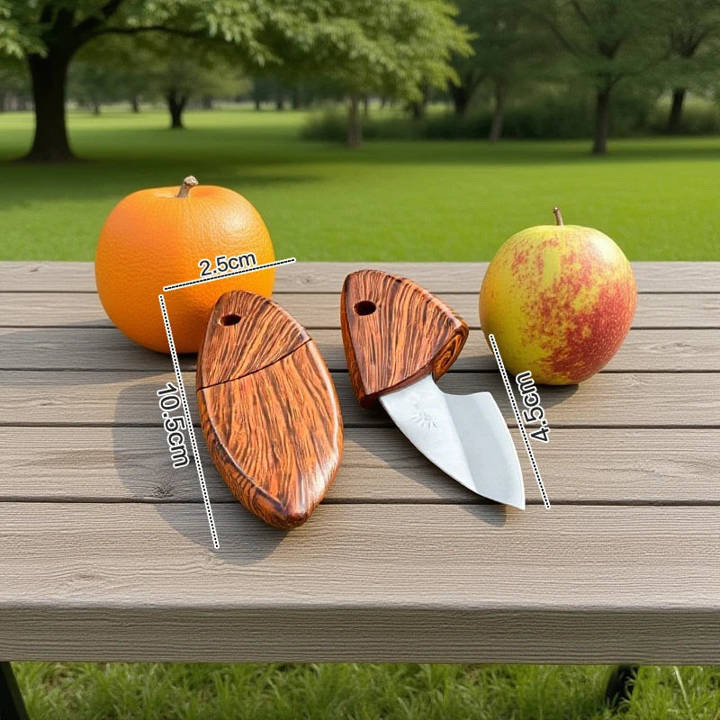 1PC Portable Multipurpose Sharp Fruit Knife EDC Woodgrain Box Pocket Knife Outdoor Mini Knife