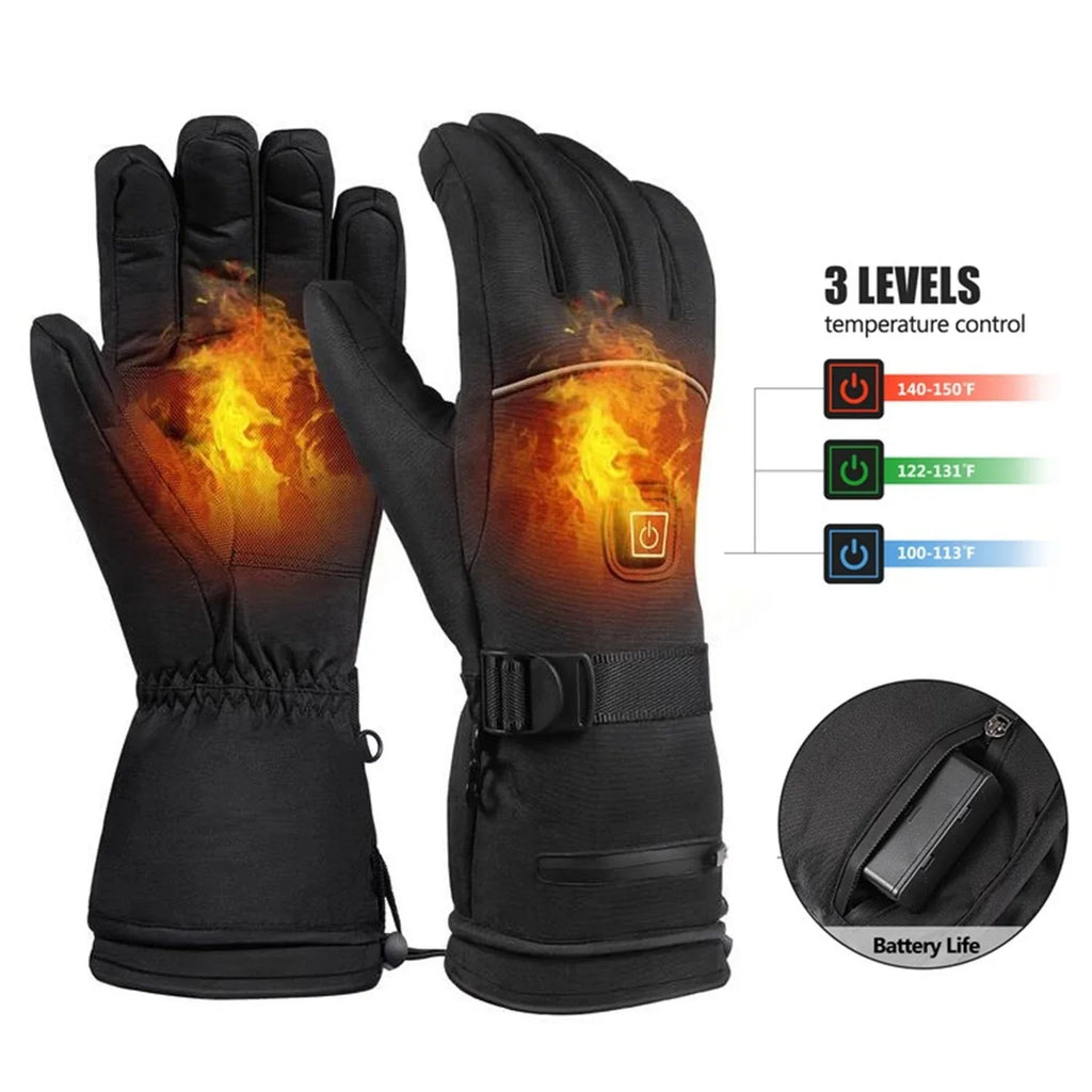 Heated Motorcycle Gloves Winter Moto Heated Gloves Warm Waterproof For Snowmobile Heating Thermal Gloves