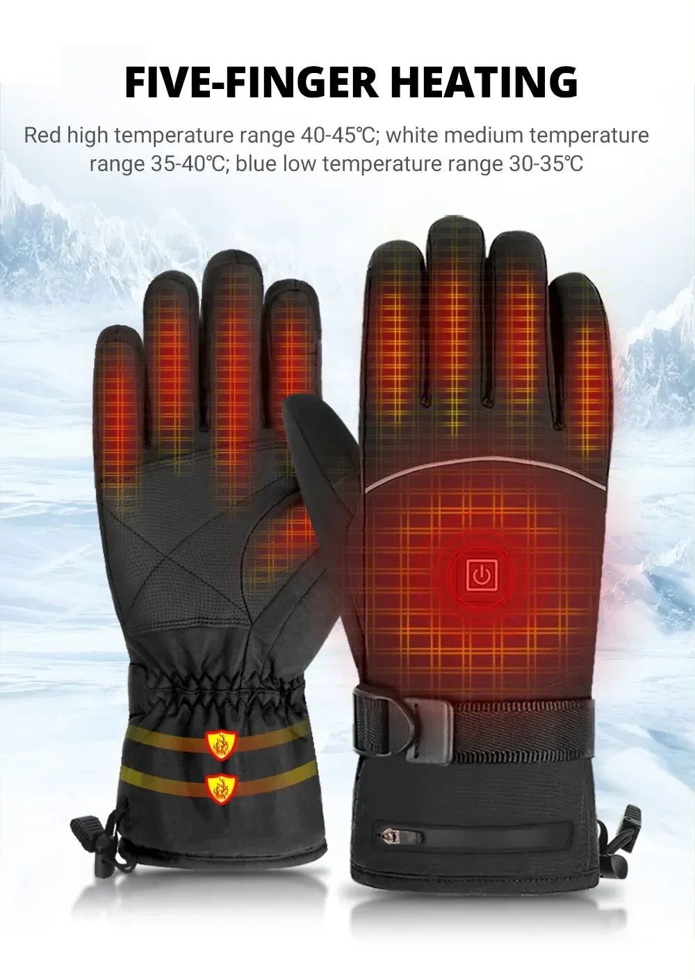 Heated Motorcycle Gloves Winter Moto Heated Gloves Warm Waterproof For Snowmobile Heating Thermal Gloves