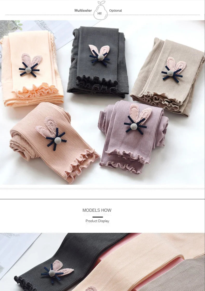 Girls Leggings Autumn Spring Cute Cotton Elastic Waist Children Kids Baby Pants Bottom