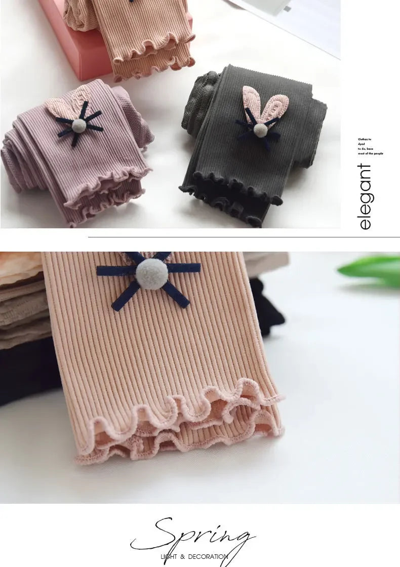 Girls Leggings Autumn Spring Cute Cotton Elastic Waist Children Kids Baby Pants Bottom