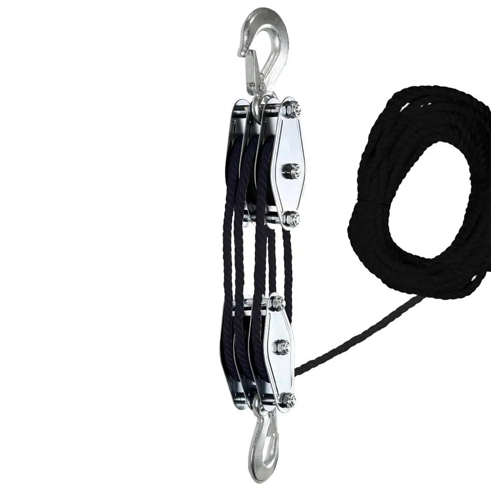 270 Rotatable Rope Pulley Block Zinc Alloy Hook Handheld Crane Heavy Duty Polyethylene Rope Pulley Hoist Manual Lifting Device