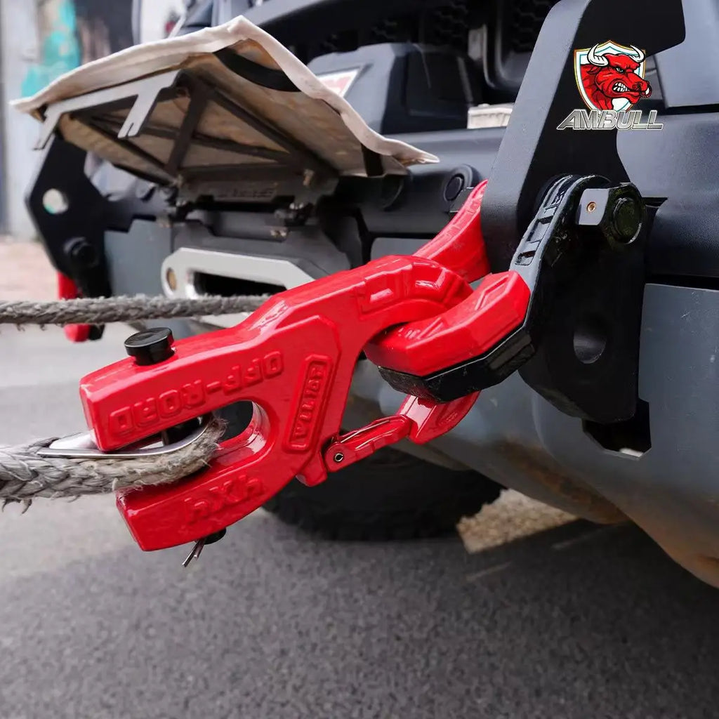 3/8 "heavy-duty trailer hook forged steel, maximum load capacity of 20t, equipped with rubber protector, trailer U-shaped clamp,