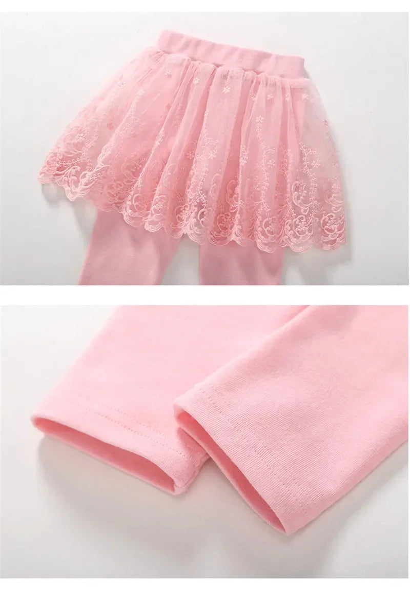 Baby Girls Leggings Kids Lace Princess Skirt Pants Spring Autumn Children Cotton Trousers 1-8 Years Girl Solid Color Leggings