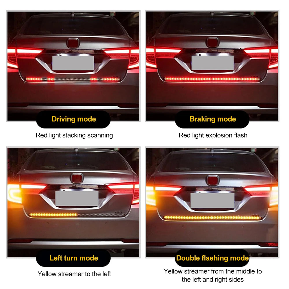 Car Truck LED Tailgate light Strip Turn Signal Lamp Flowing Dynamic Warning Brake Reverse Tail light Bar For Pickup Jeep 12-24V
