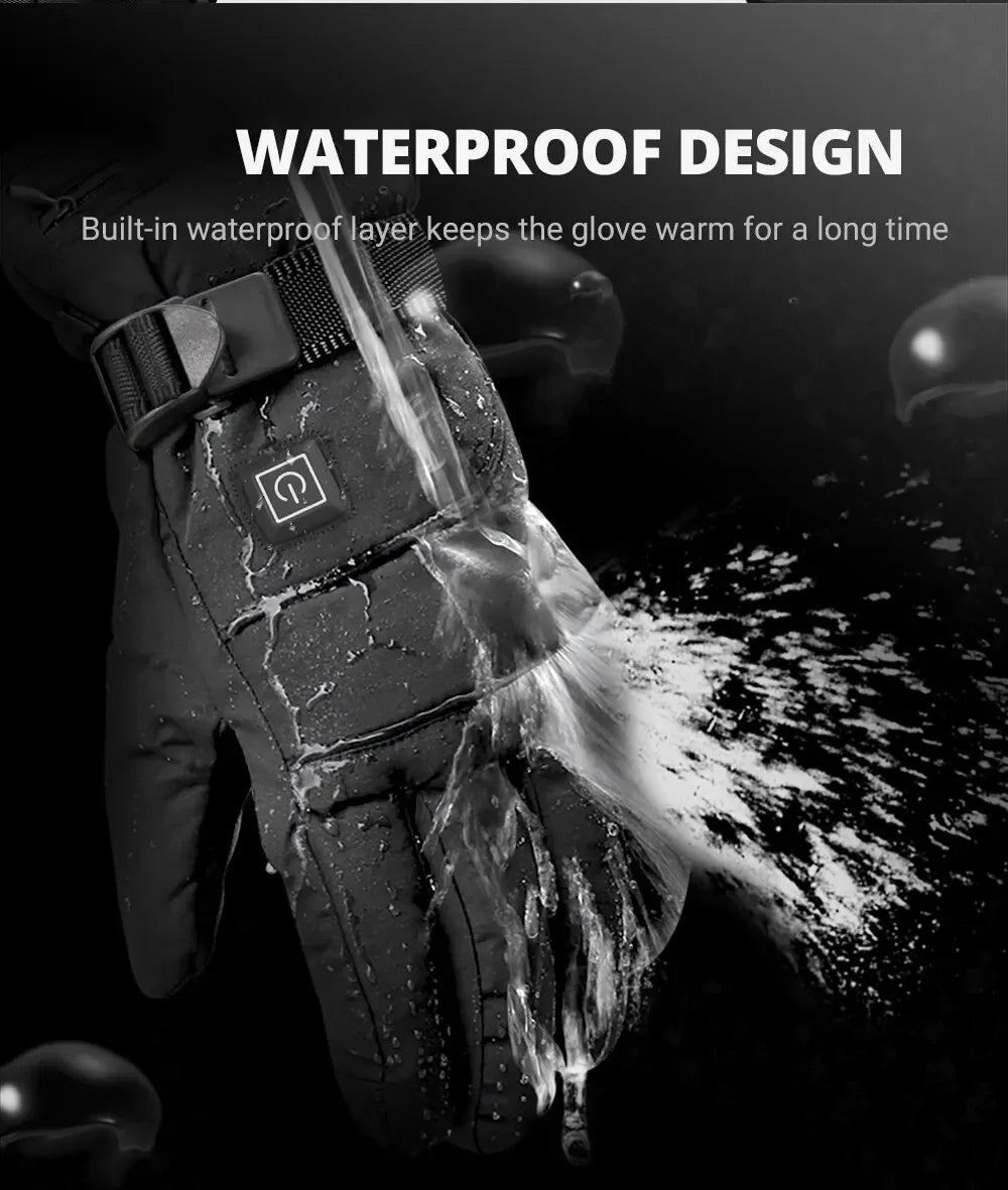 Heated Motorcycle Gloves Winter Moto Heated Gloves Warm Waterproof For Snowmobile Heating Thermal Gloves