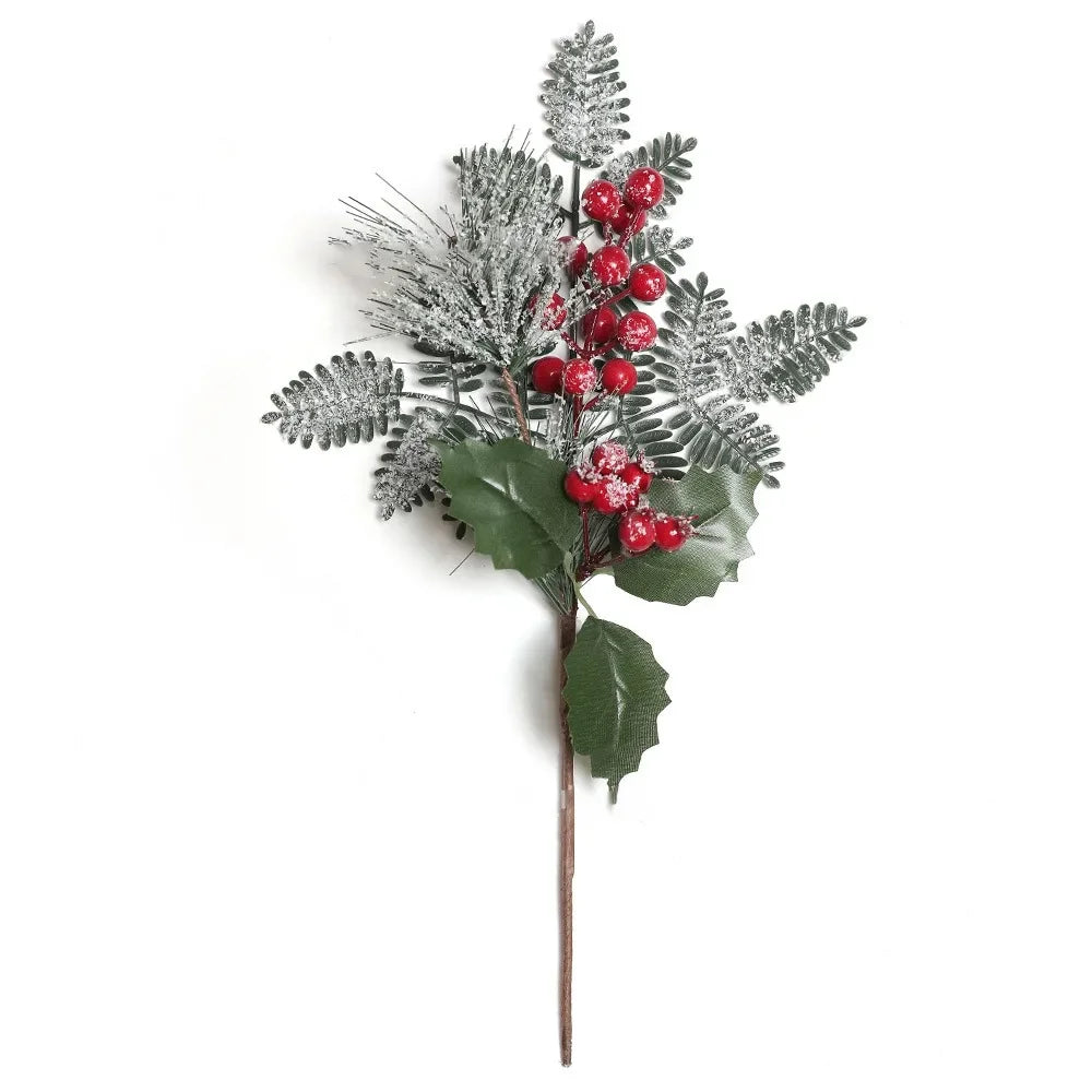 Gift Xmas Tree Ornament Leaves Branches Christmas Decorative Garland Pine Cones Vine Artificial Red Berries Hanging Wreath