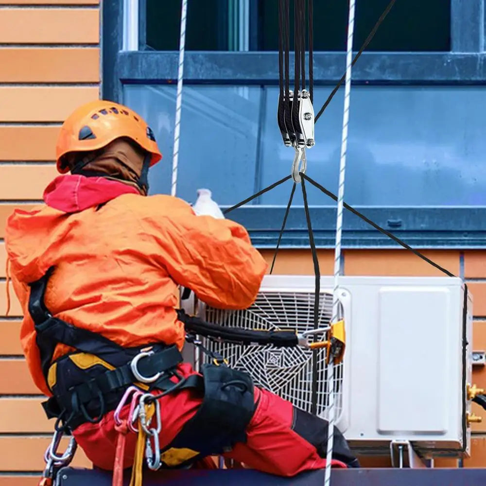 270 Rotatable Rope Pulley Block Zinc Alloy Hook Handheld Crane Heavy Duty Polyethylene Rope Pulley Hoist Manual Lifting Device