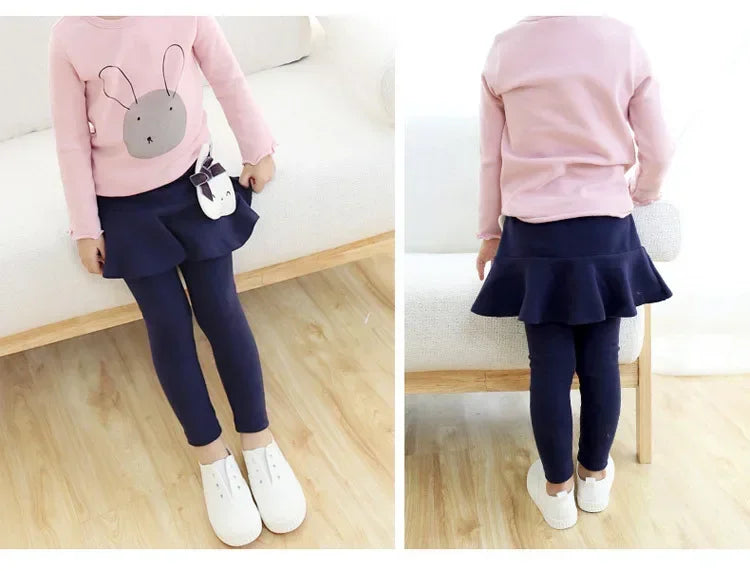 Baby Girls Leggings Kids Lace Princess Skirt Pants Spring Autumn Children Cotton Trousers 1-8 Years Girl Solid Color Leggings