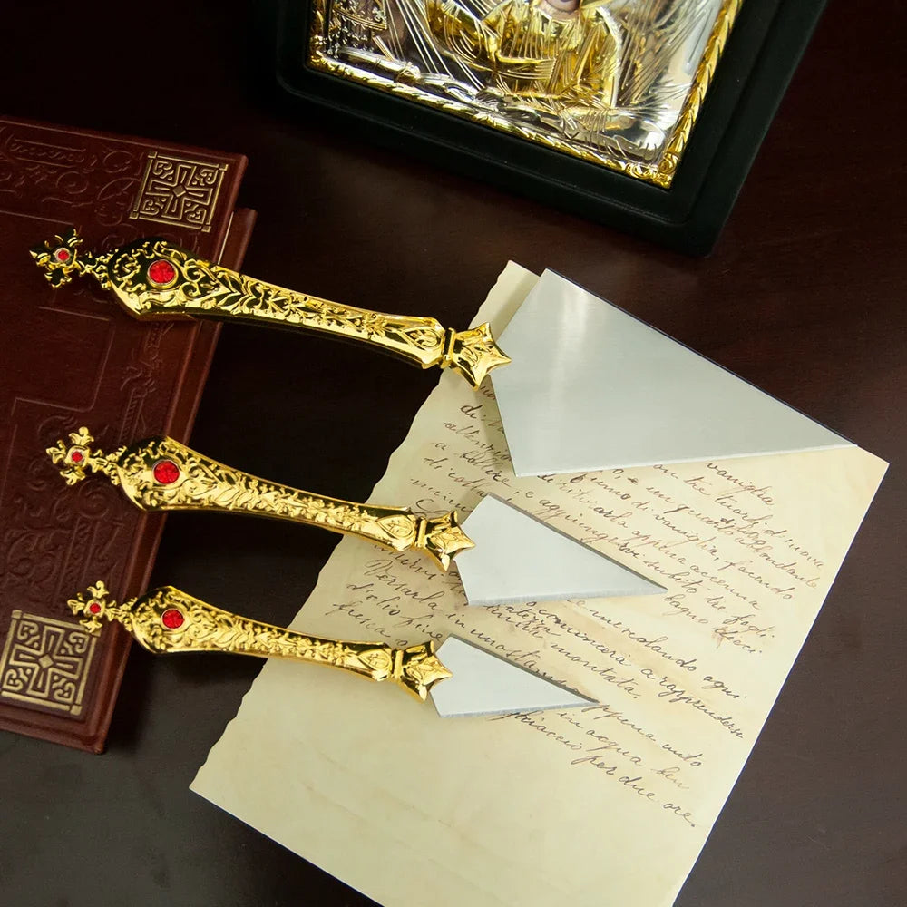 HTISOK Orthodox Church Metal Knives for Religious Rituals with Decorative Patterns Religion Ritual Accessory