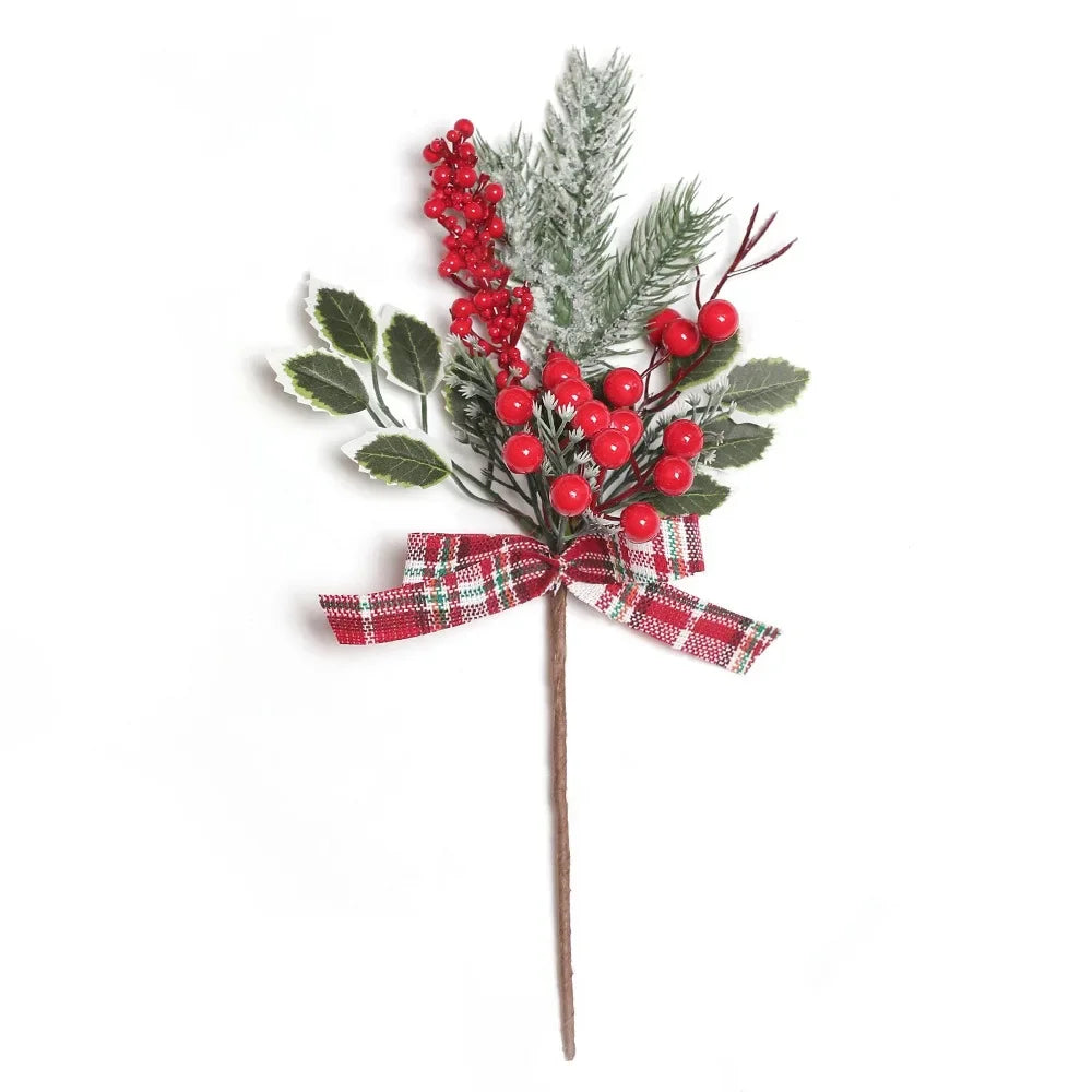 Gift Xmas Tree Ornament Leaves Branches Christmas Decorative Garland Pine Cones Vine Artificial Red Berries Hanging Wreath