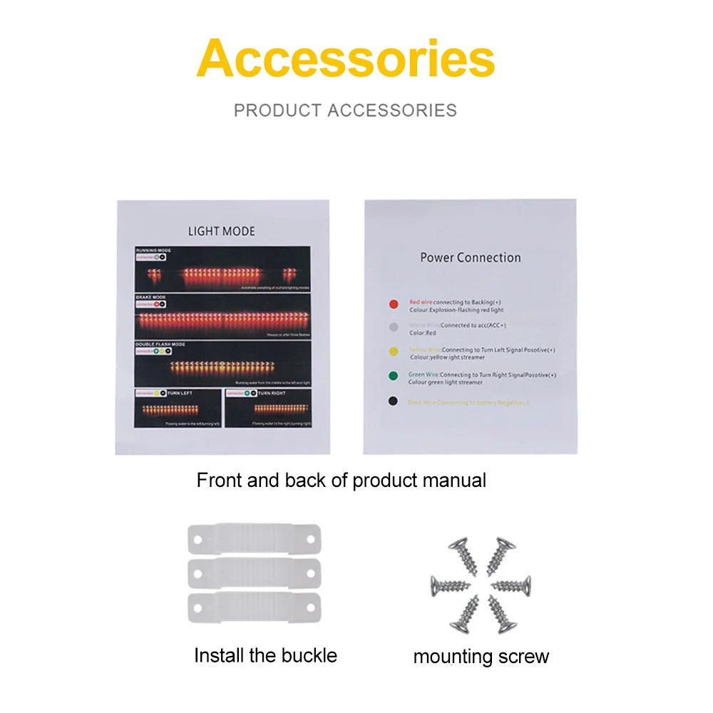 Car Truck LED Tailgate light Strip Turn Signal Lamp Flowing Dynamic Warning Brake Reverse Tail light Bar For Pickup Jeep 12-24V