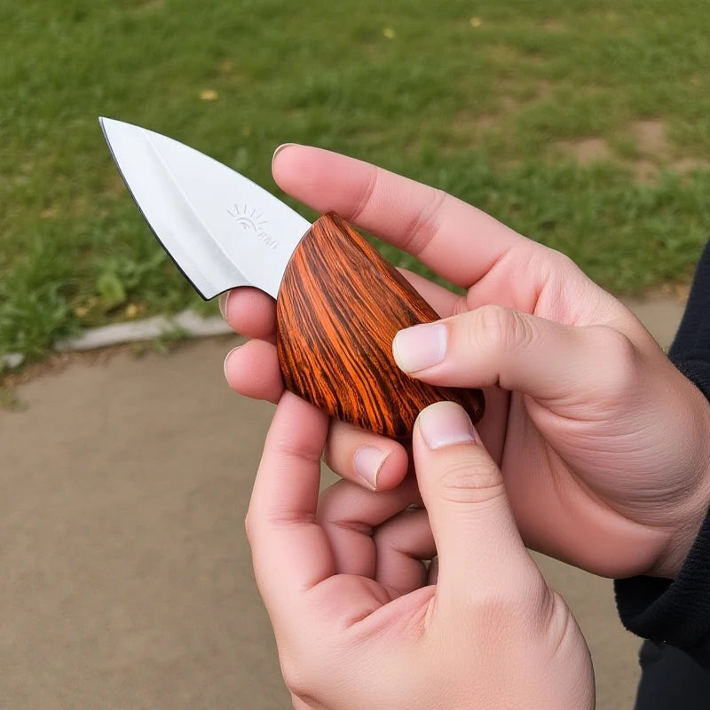 1PC Portable Multipurpose Sharp Fruit Knife EDC Woodgrain Box Pocket Knife Outdoor Mini Knife