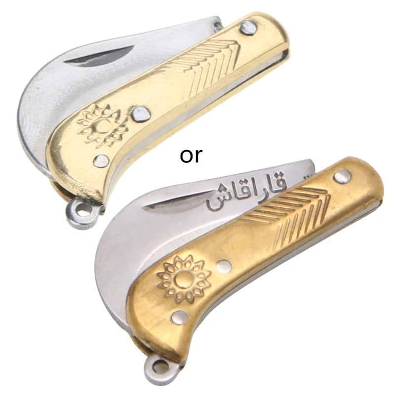 Retro Carving Small Pocket Keychain Tactical Mini Folding Folder Knife Brass New