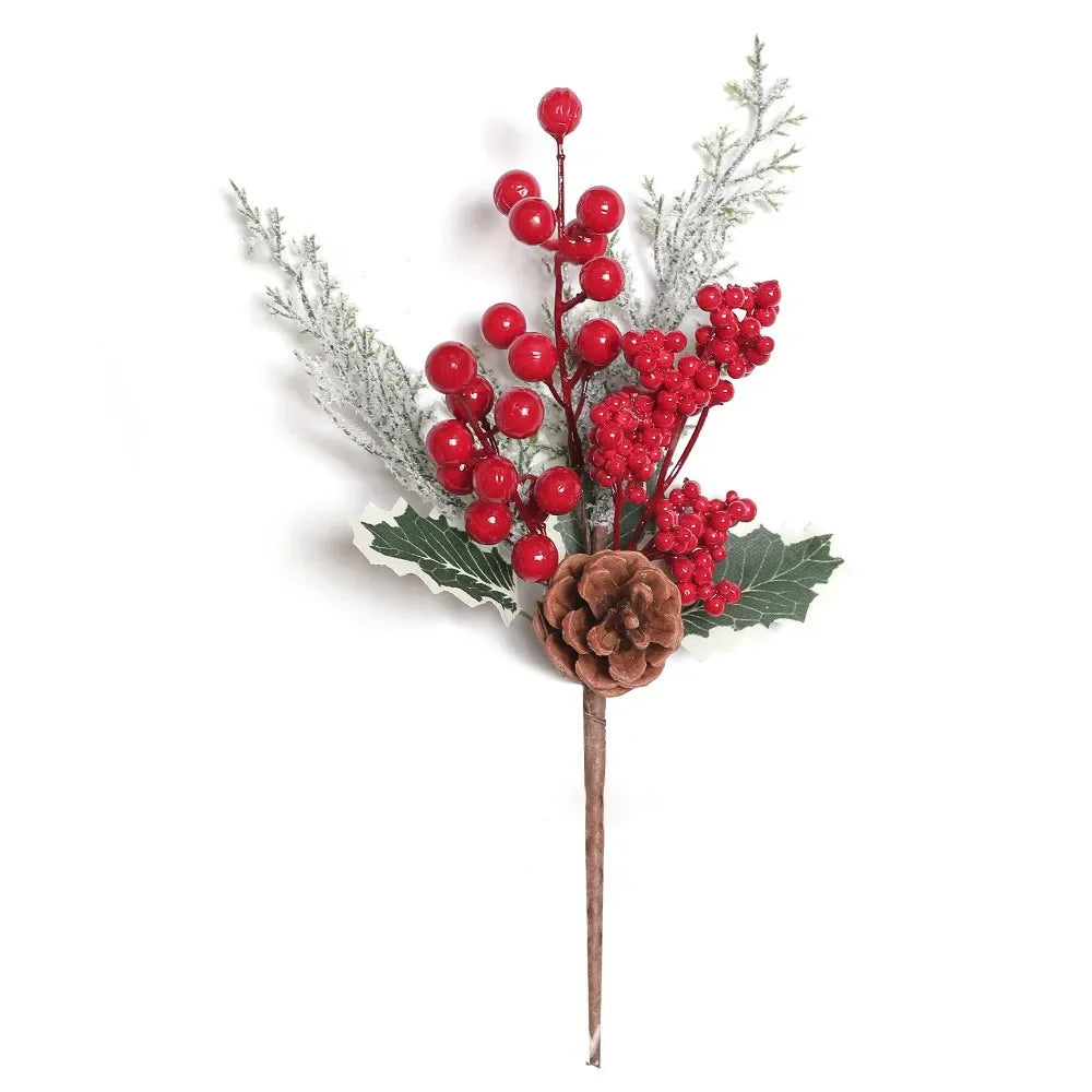 Gift Xmas Tree Ornament Leaves Branches Christmas Decorative Garland Pine Cones Vine Artificial Red Berries Hanging Wreath