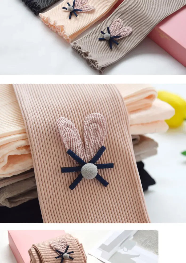 Girls Leggings Autumn Spring Cute Cotton Elastic Waist Children Kids Baby Pants Bottom