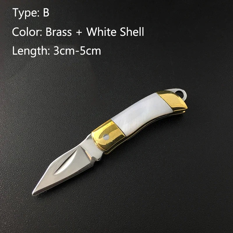EDC MIni Beautiful Shell Keychian Folding Knif e Mini Blade Necklace Pocket Wallet Keychain Knives Survival Tool Cutter Peeler