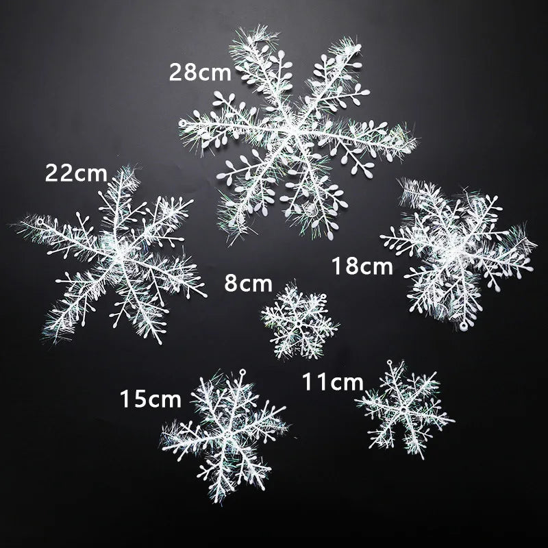 3Pcs/set Christmas Snowflake Ornaments Glitter Fake White Snowflake DIY Xmas Tree Hanging Pendents New Year Home Party Decor
