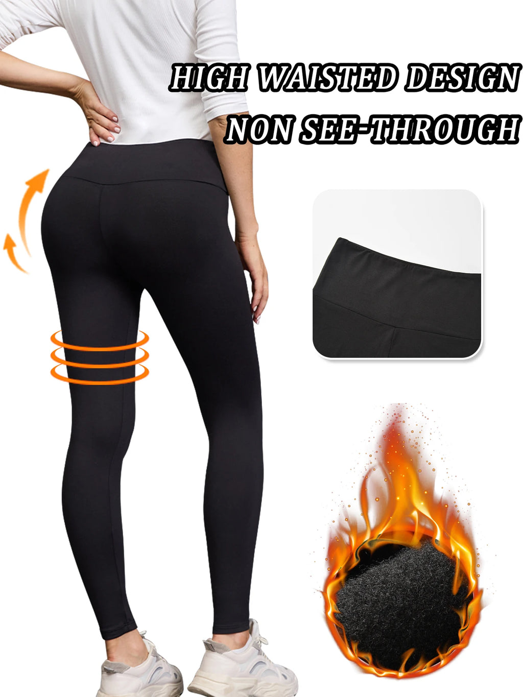Womens Thermal Fleece Lined High Waisted Leggings. Workout Winter Warm Thick Tights Soft Yoga Pants