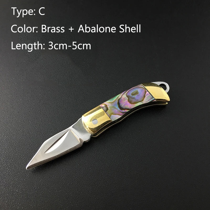EDC MIni Beautiful Shell Keychian Folding Knif e Mini Blade Necklace Pocket Wallet Keychain Knives Survival Tool Cutter Peeler