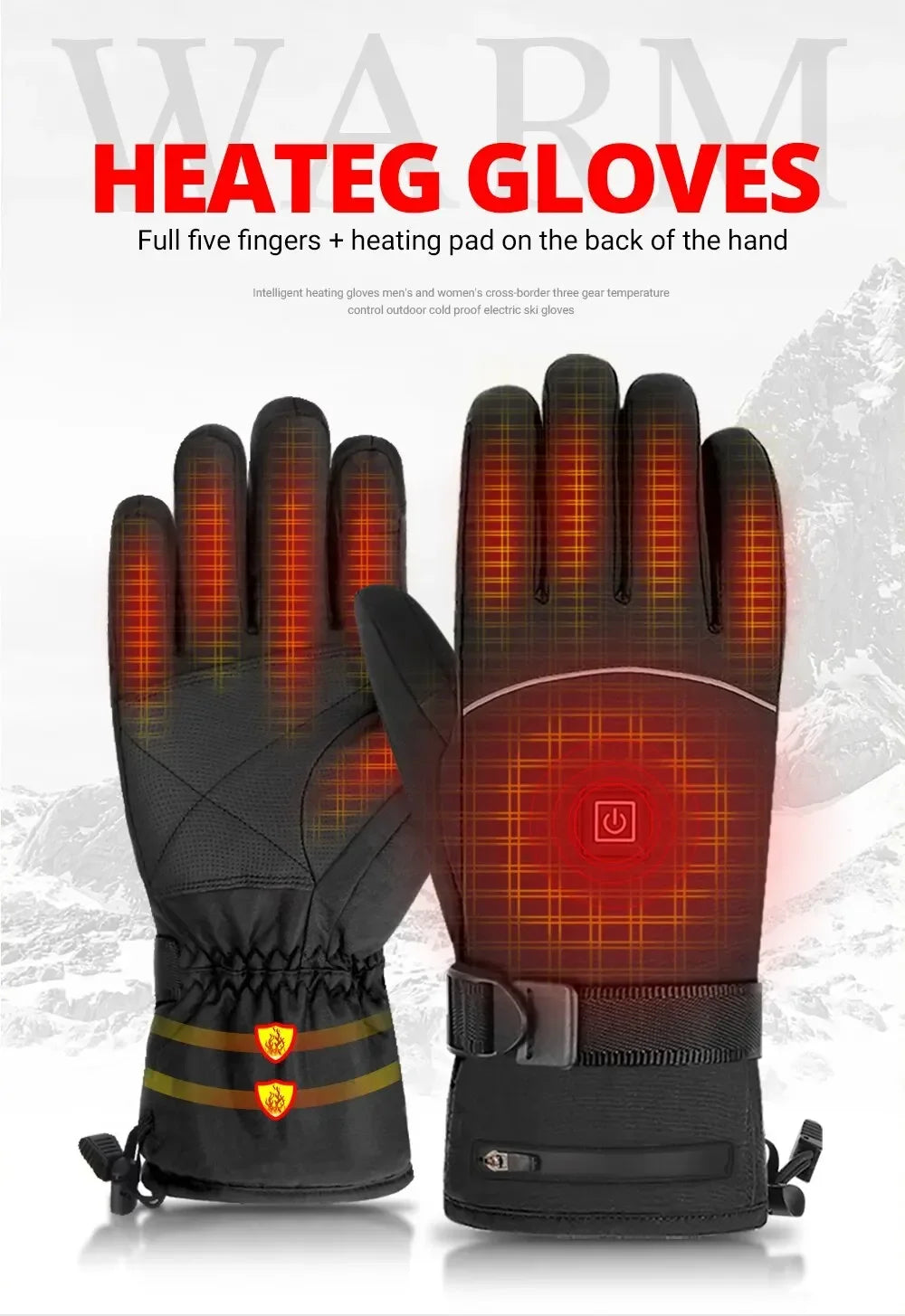 Heated Motorcycle Gloves Winter Moto Heated Gloves Warm Waterproof For Snowmobile Heating Thermal Gloves