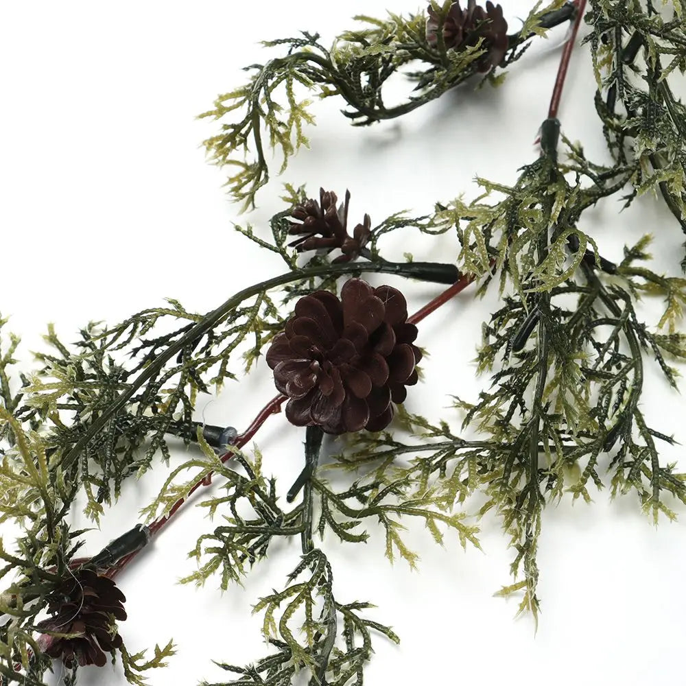 Gift Xmas Tree Ornament Leaves Branches Christmas Decorative Garland Pine Cones Vine Artificial Red Berries Hanging Wreath