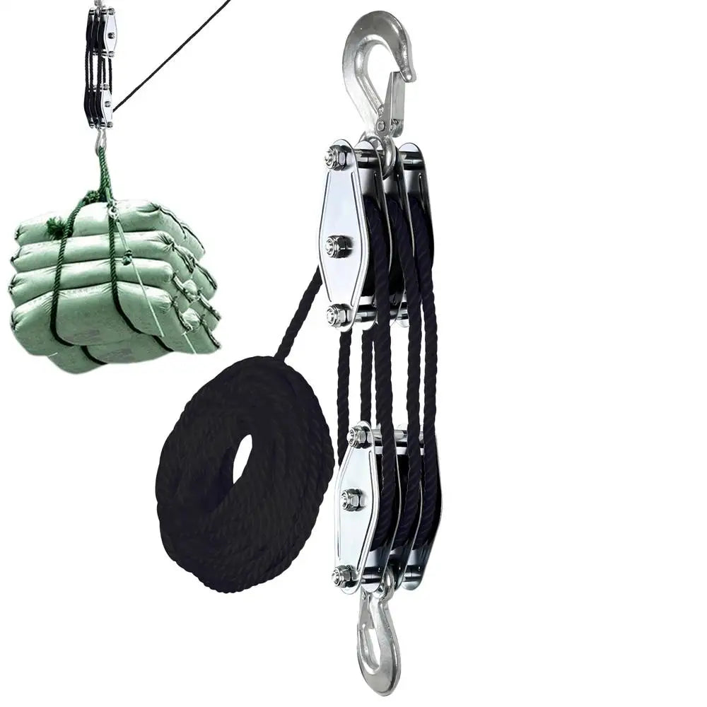 270 Rotatable Rope Pulley Block Zinc Alloy Hook Handheld Crane Heavy Duty Polyethylene Rope Pulley Hoist Manual Lifting Device