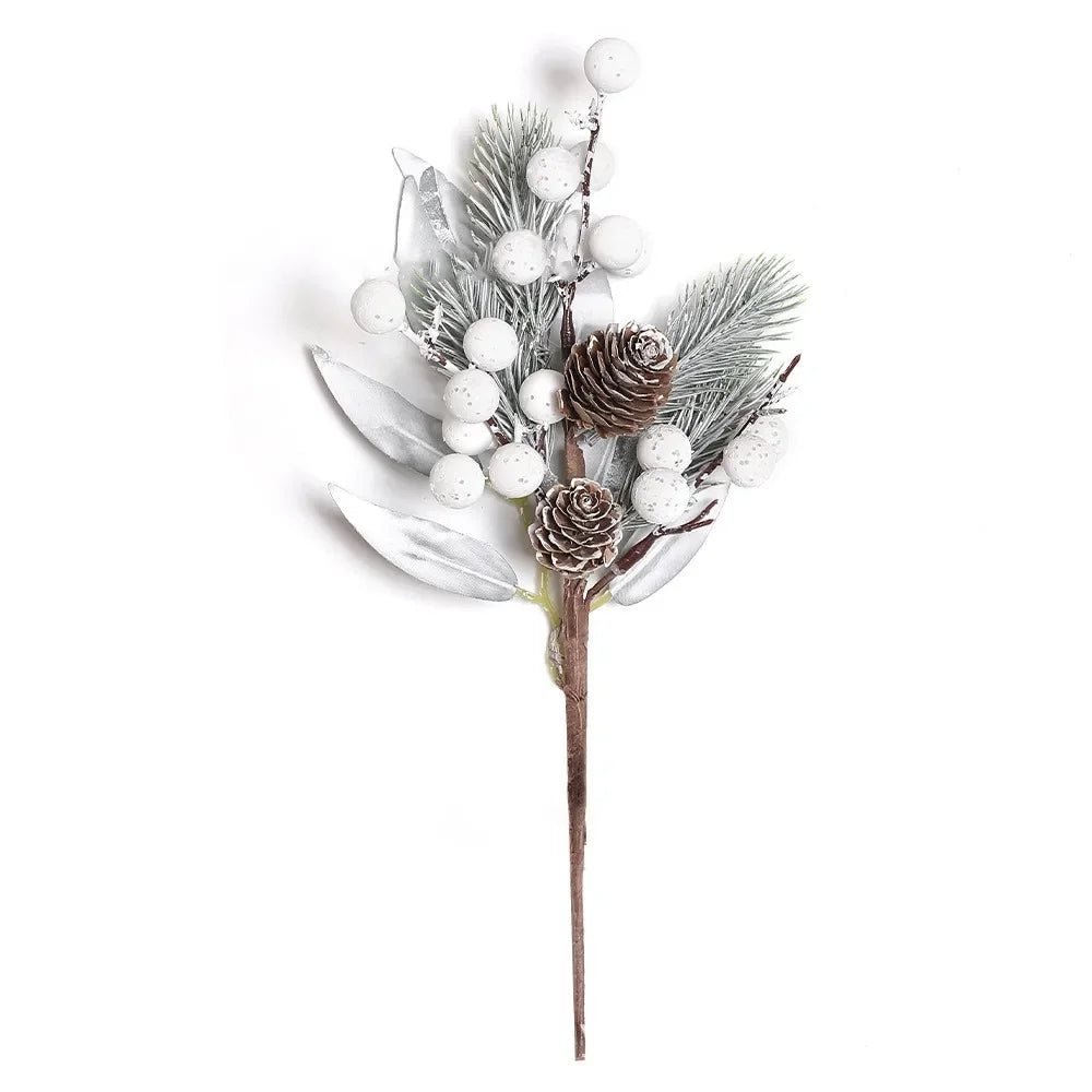 Gift Xmas Tree Ornament Leaves Branches Christmas Decorative Garland Pine Cones Vine Artificial Red Berries Hanging Wreath