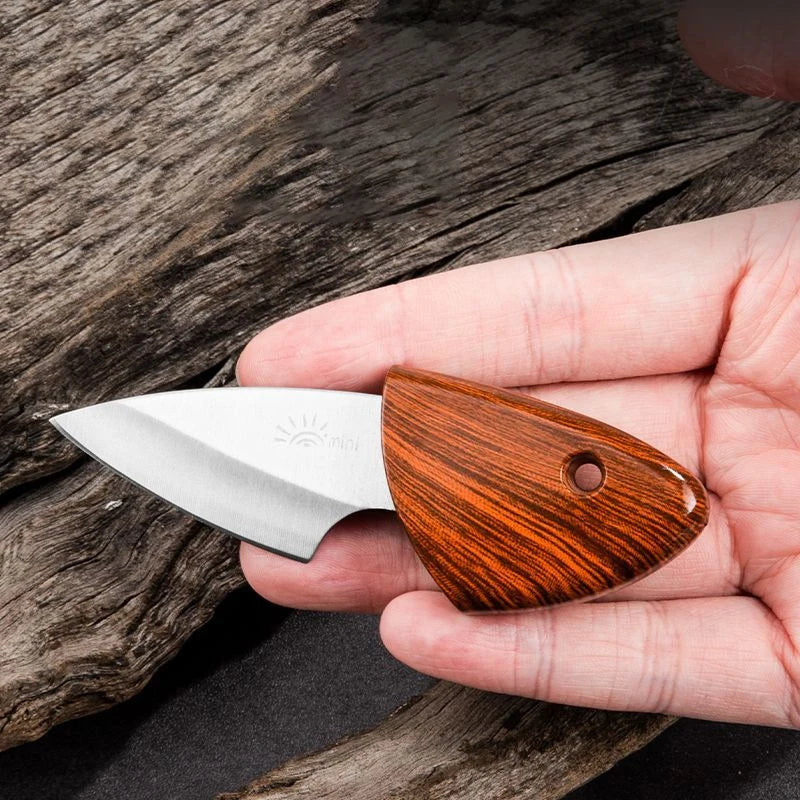 1PC Portable Multipurpose Sharp Fruit Knife EDC Woodgrain Box Pocket Knife Outdoor Mini Knife
