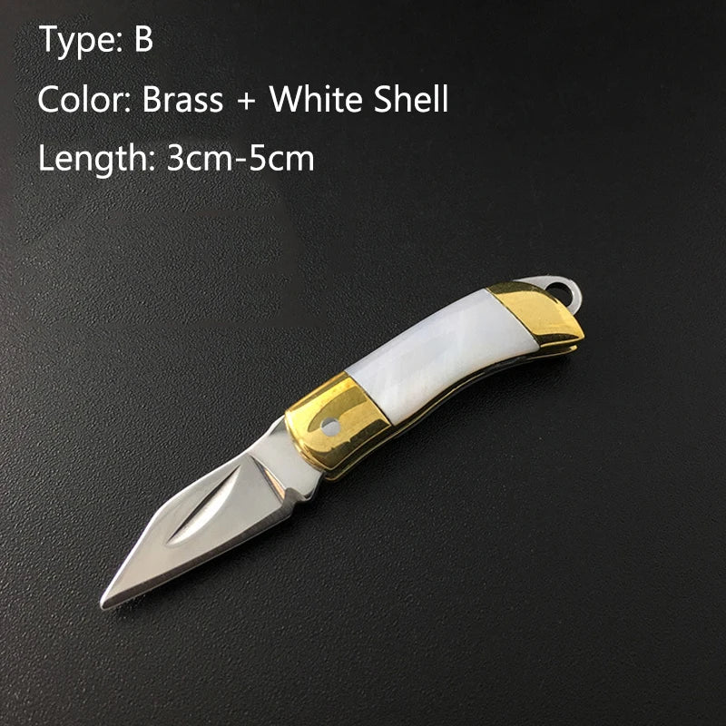 EDC MIni Beautiful Shell Keychian Folding Knif e Mini Blade Necklace Pocket Wallet Keychain Knives Survival Tool Cutter Peeler