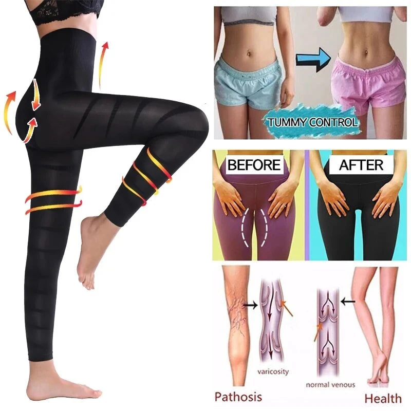 High Waist Leggings Women Sculpting Firm Control Leg Tummy Flat Skinny Slimming Tights Thigh Slimmer Footless Pants Stretchy