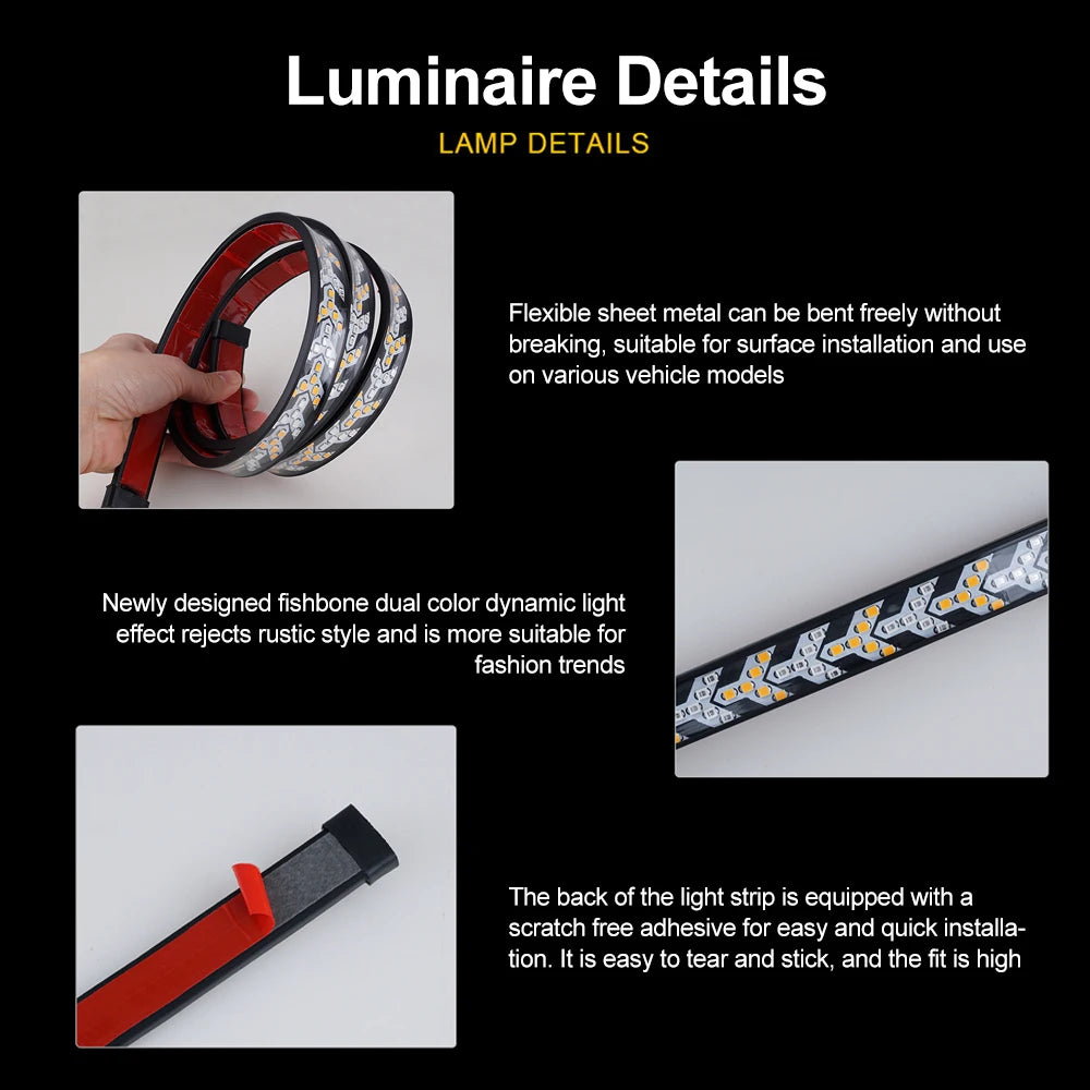 Car Truck LED Tailgate light Strip Turn Signal Lamp Flowing Dynamic Warning Brake Reverse Tail light Bar For Pickup Jeep 12-24V