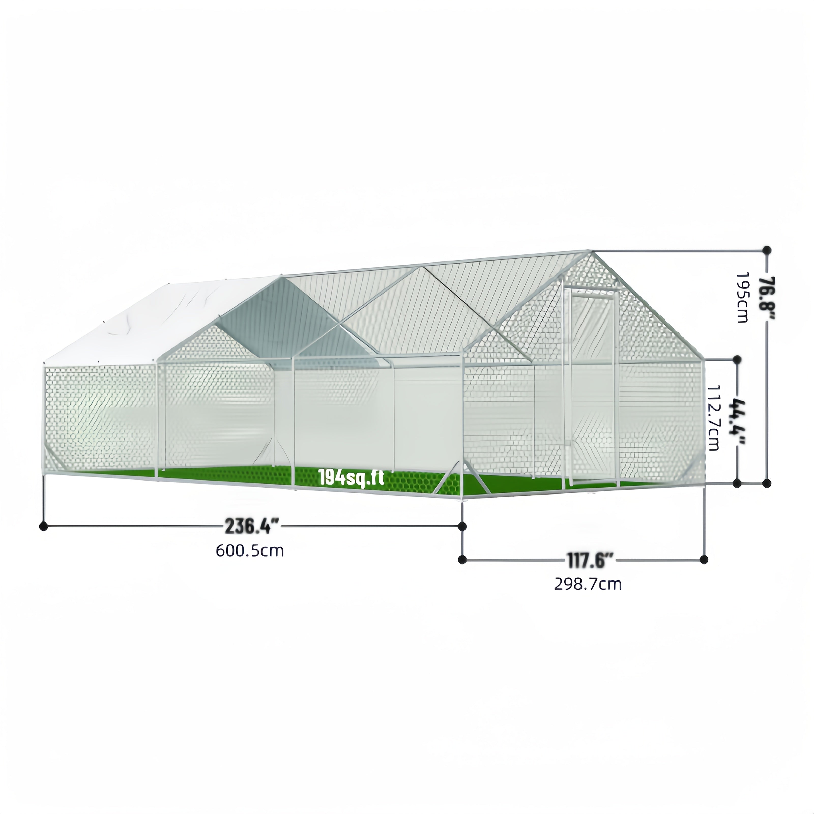 Large Metal Dog Cage & Chicken Coop with Walk-In Access, Spire Roof & Anti-UV Cover - Durable Outdoor Poultry Pen for Backyard Farm, Small Animals, Dogs - Weather-Resistant Design, Weatherproof Construction, Chicken Coop Acce