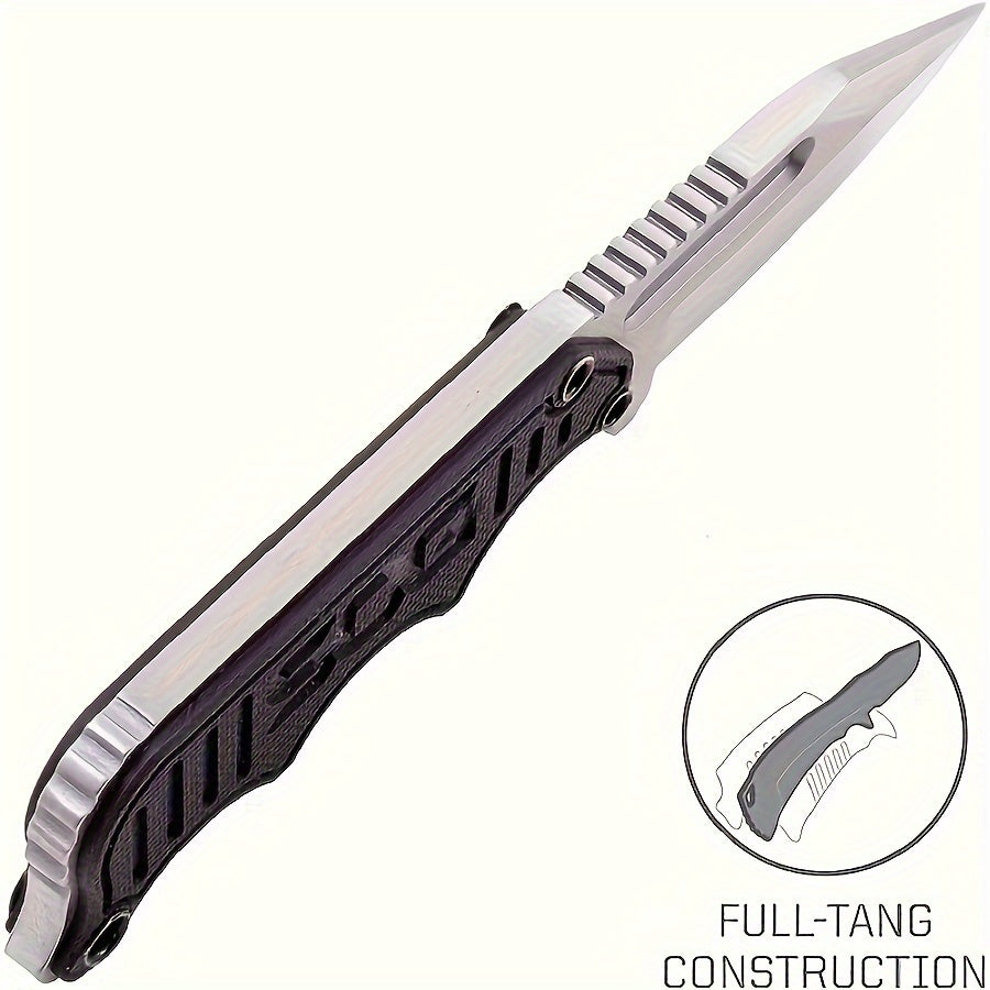 1PC Multi-purpose Knife, Pocket Knife, High Quality 5CR13 Steel, One Body + FRN Glass Fiber Nylon Handle ABS Plus Fiber Sheath, With Stainless Steel Waist Clip Can Be 360 Degrees Rotation, Suitable For Rescue, Adventure, Camp