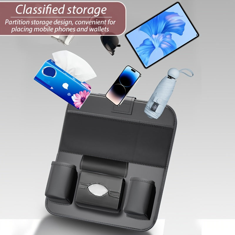 [Deluxe Car Organizer Kit] Premium Quality Deluxe Car Back Seat Organizer Kit | Foldable Dining Table, Kick Mats, Cup Holder, Tissue Box, Laptop Tray, Car Eating Tray & Umbrella Holder - Easy Install, Space-Saving for Family