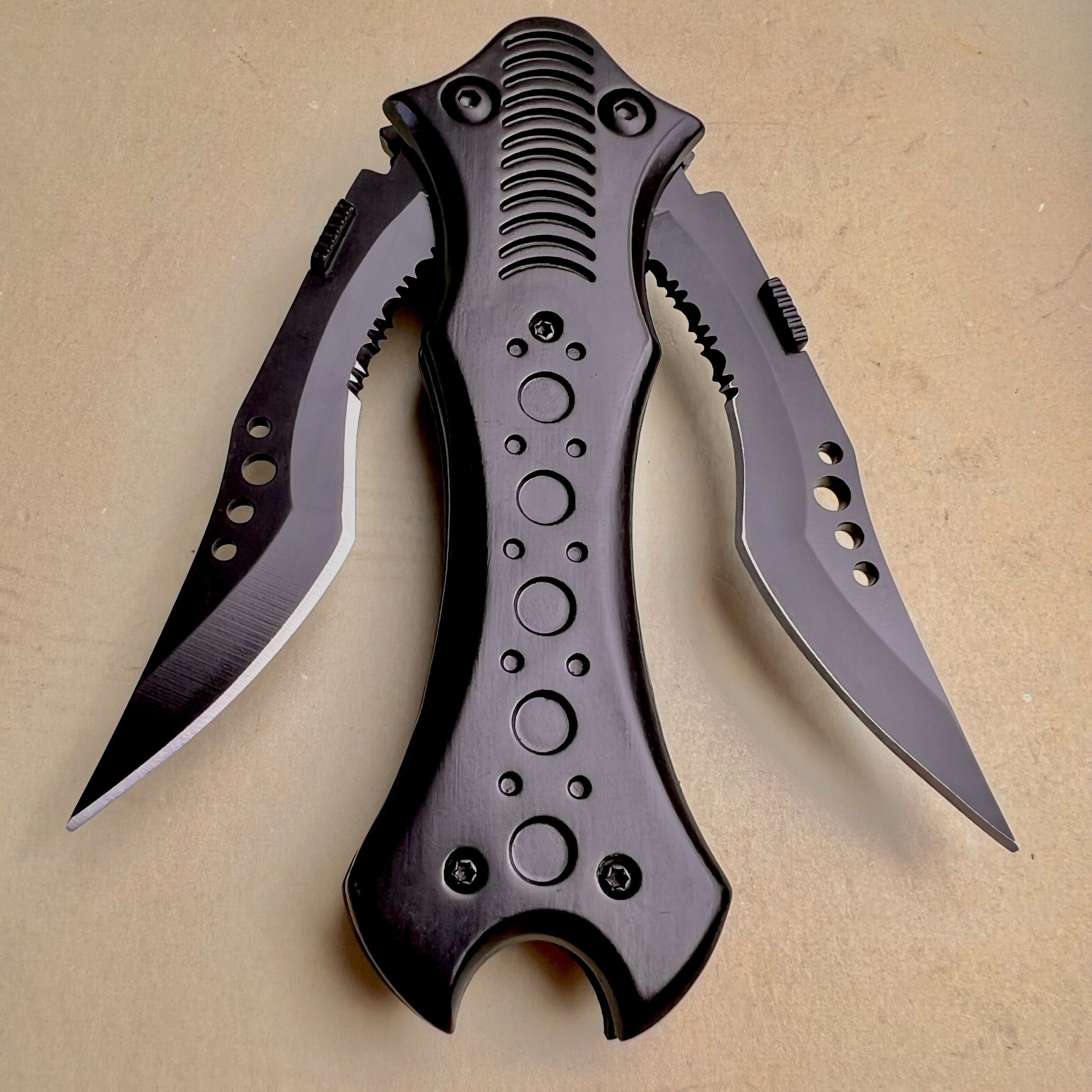 HOLYBLADE 8.5" Double Blade Pocket Knife Twin Blade Folding Knife with Clip, Outdoor Tactical Survival Camping Folding Knives, Gifts for Men