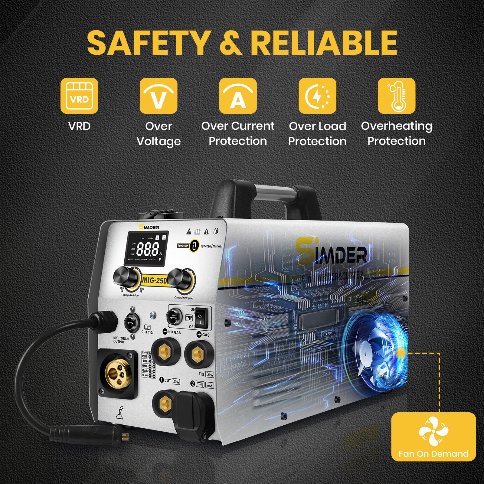 Plasma Cutter Welder MIG Welder Combo 6in1 with 65Pcs PT31 Plasma Cutting Torch Consumable, Gas MIG/Flux Core MIG/Spool Gun/Lift TIG/Stick/Plasma Cutting 110v/220v Aluminum MIG Welder Machine with Complete Welding Accessories